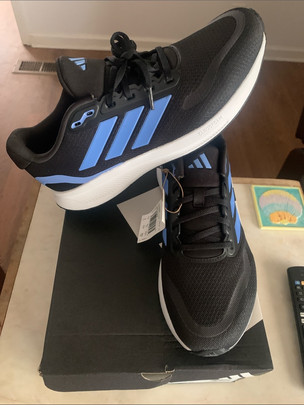 adidas Runfalcoln 5 Black and Blue Athletic Sneakers